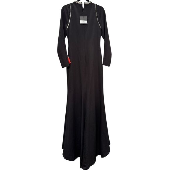 Ieena for Mac Duggal Black Raglan Long Sleeve High Neck Gown - Size 6 - NWT - Picture 5 of 6